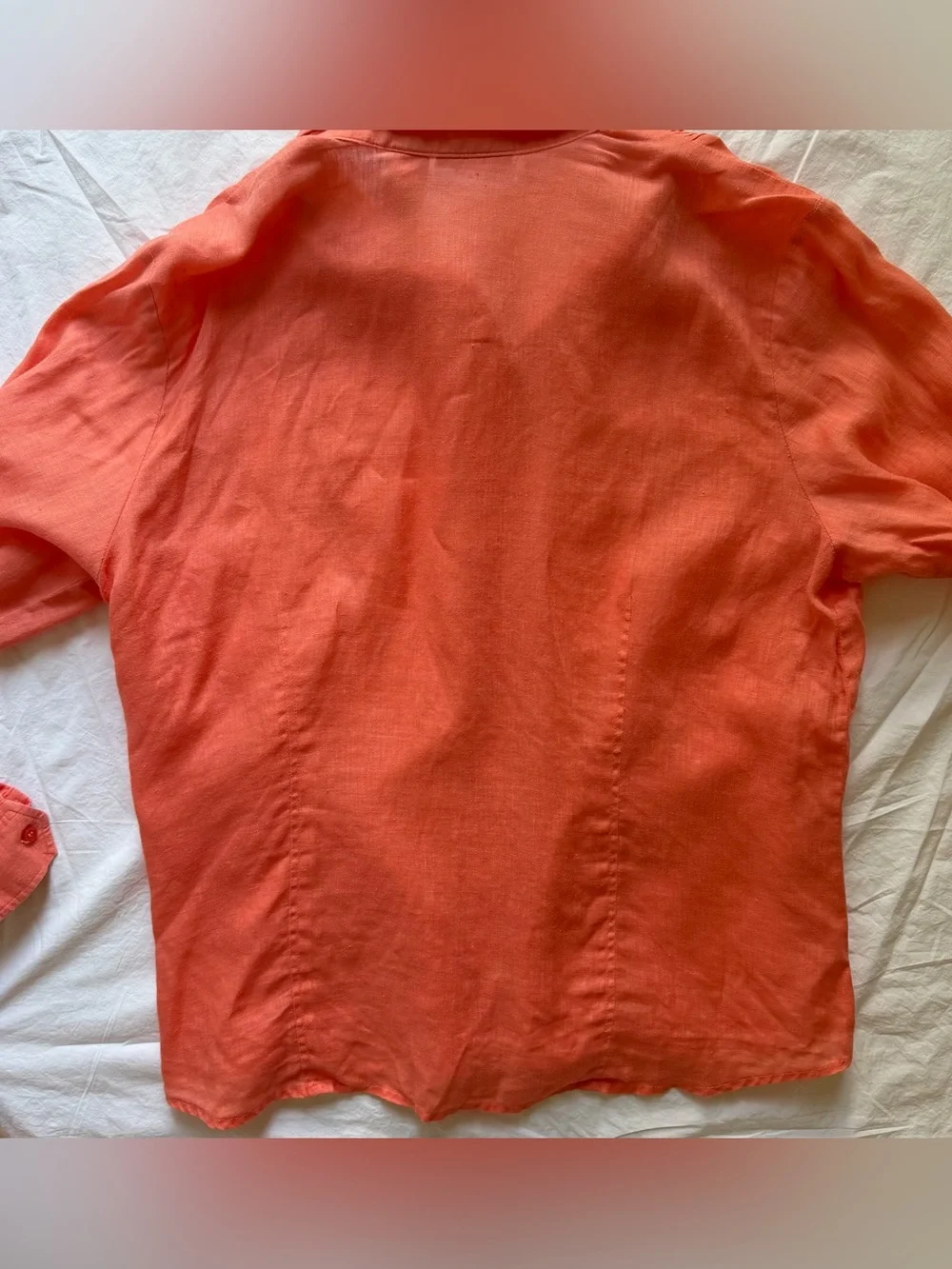 Vintage Liz Claiborne 100% Linen Orange Button Down Shirt Sz 14